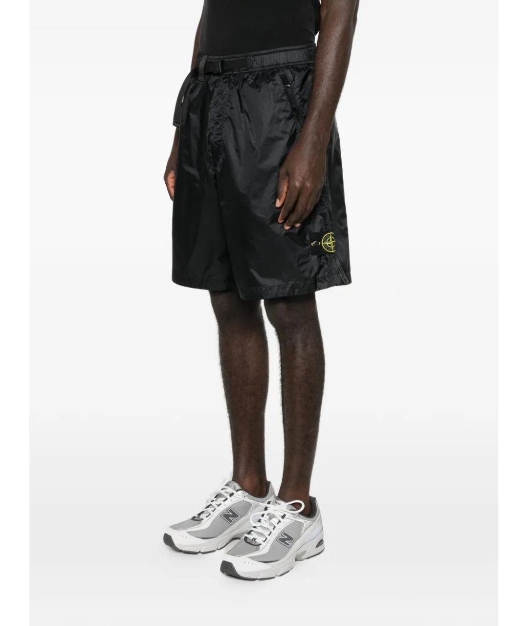 STONE ISLAND Темно-синие полиамидовые шорты, фото 3