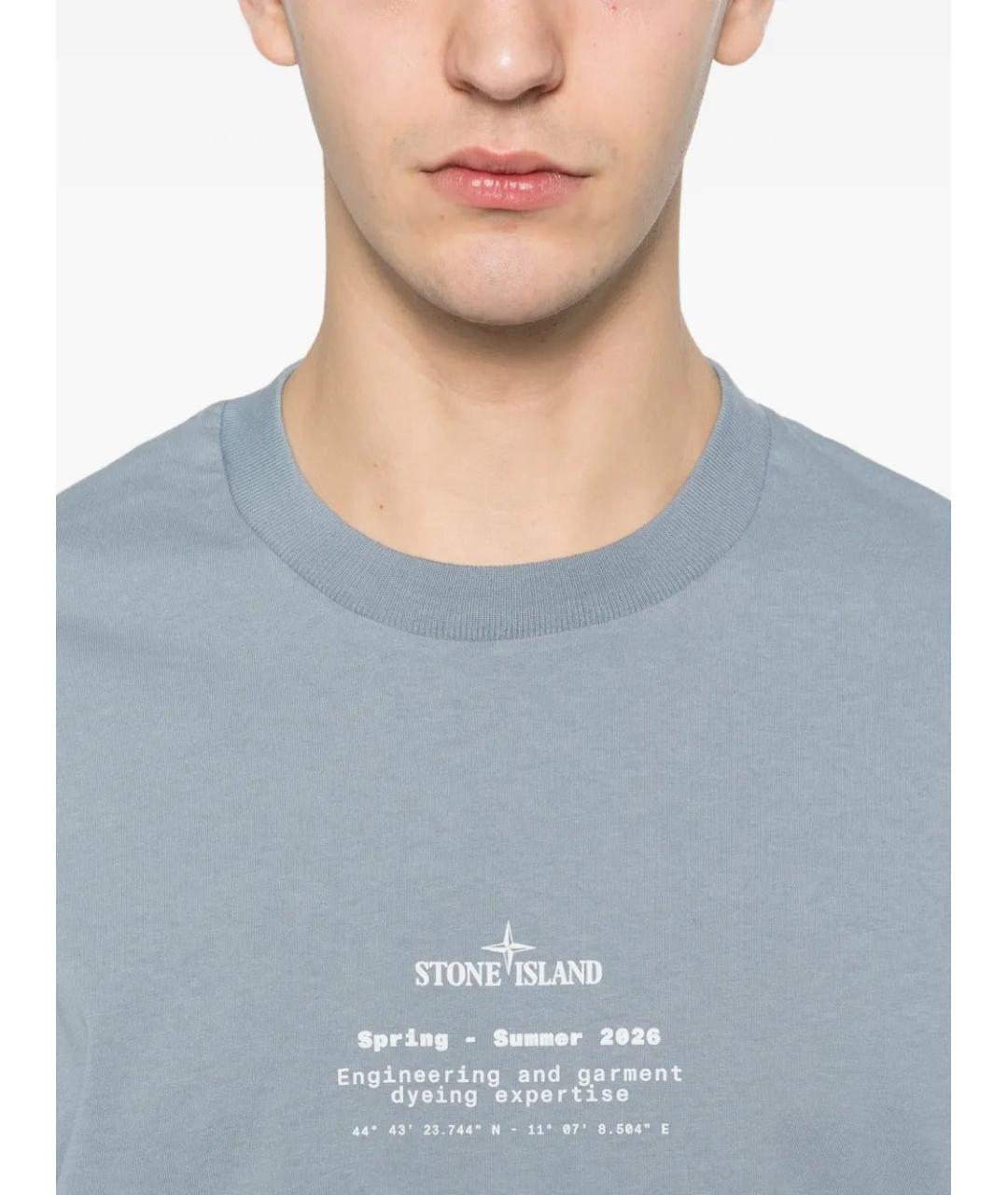 STONE ISLAND Голубая хлопковая футболка, фото 5