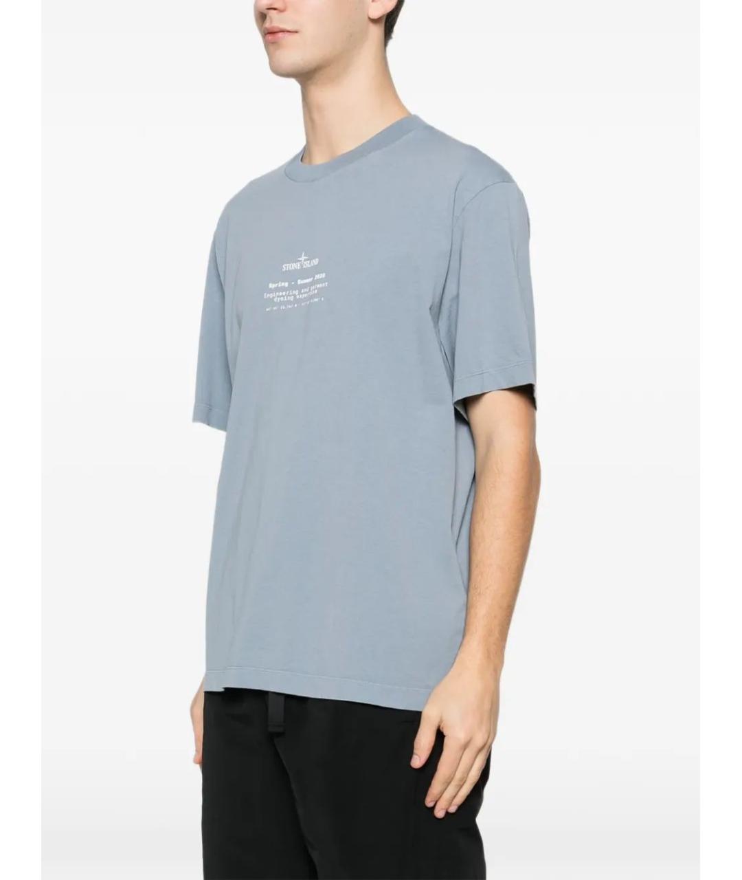 STONE ISLAND Голубая хлопковая футболка, фото 4