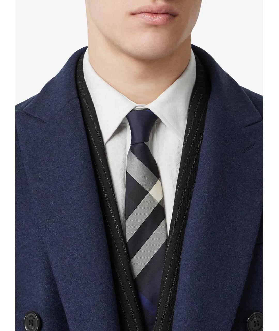 BURBERRY Синий шелковый галстук, фото 3