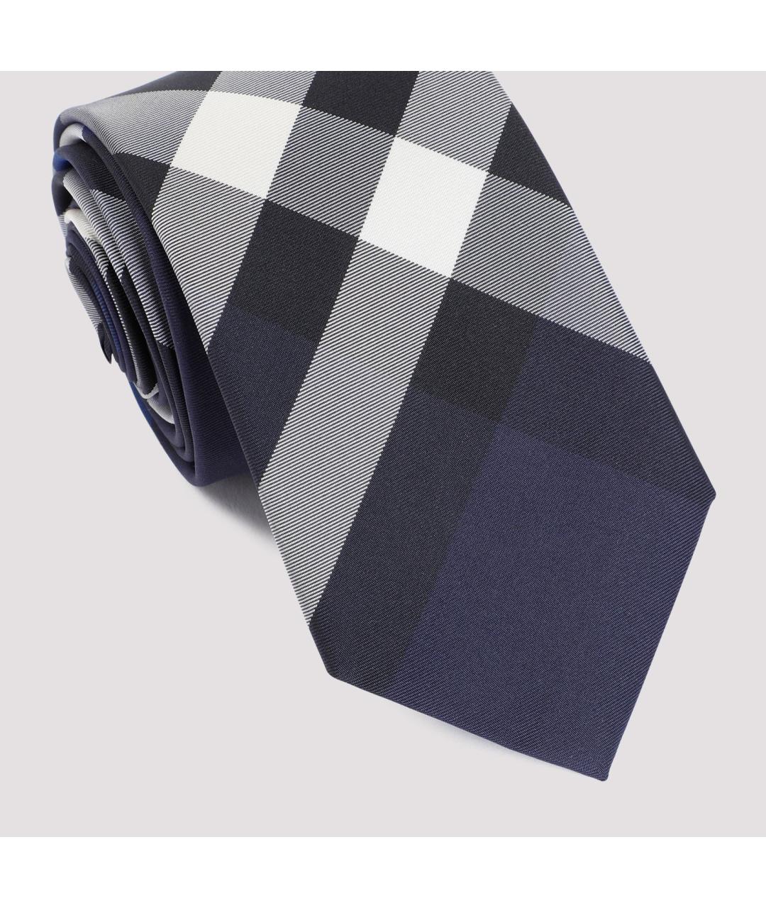 BURBERRY Синий шелковый галстук, фото 4