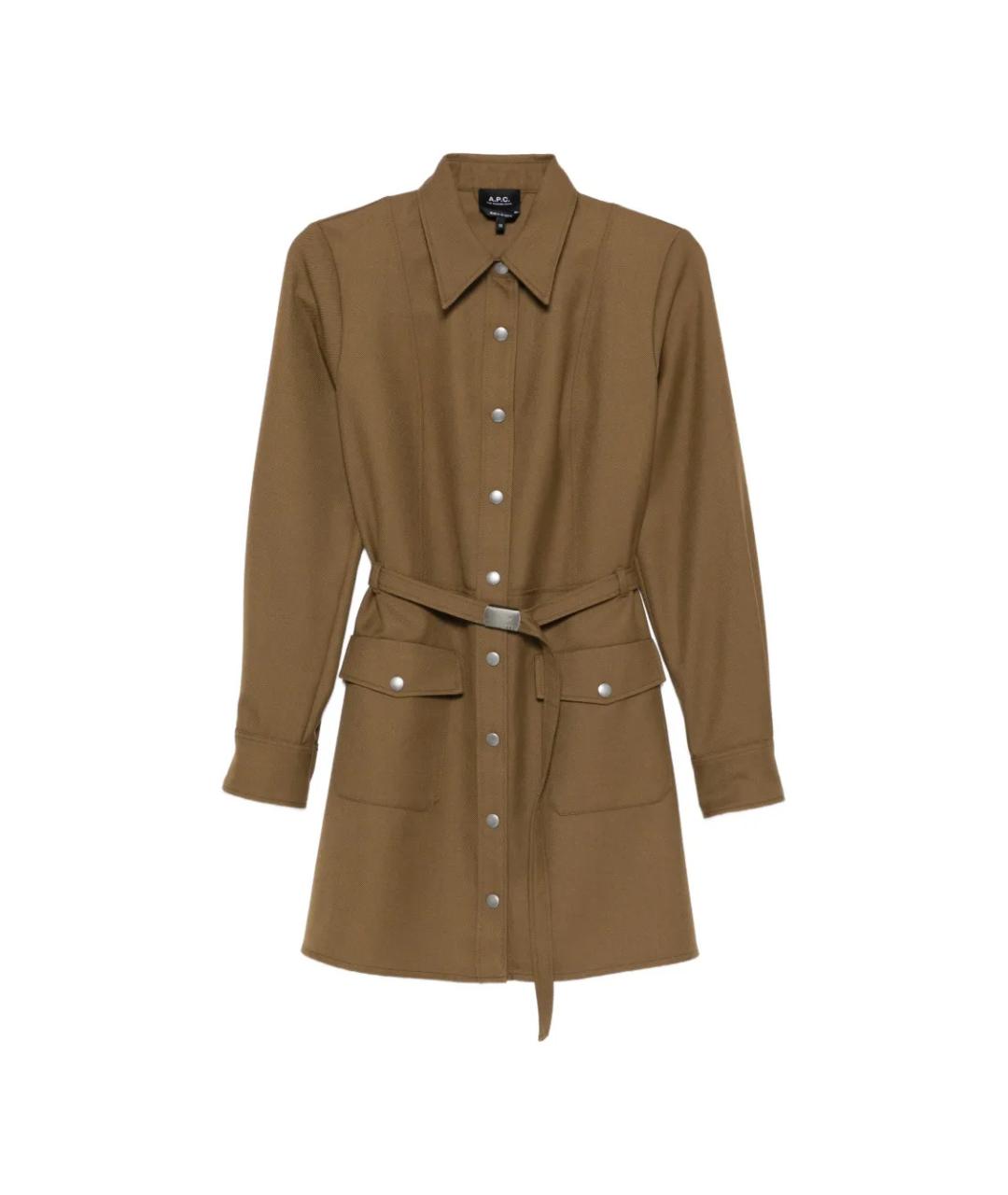 A.P.C. Зеленые полиэстеровое повседневное платье, фото 1