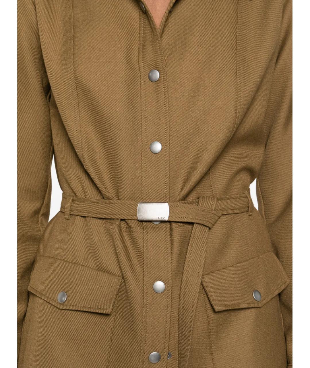 A.P.C. Зеленые полиэстеровое повседневное платье, фото 5