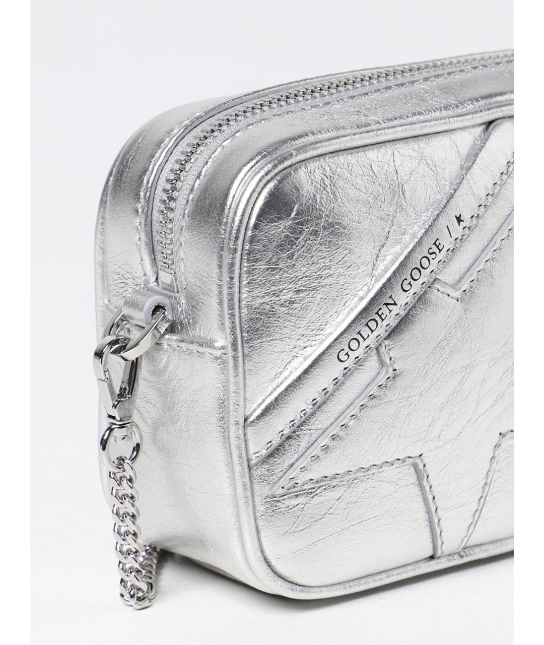 GOLDEN GOOSE DELUXE BRAND Серебряная кожаная сумка через плечо, фото 3