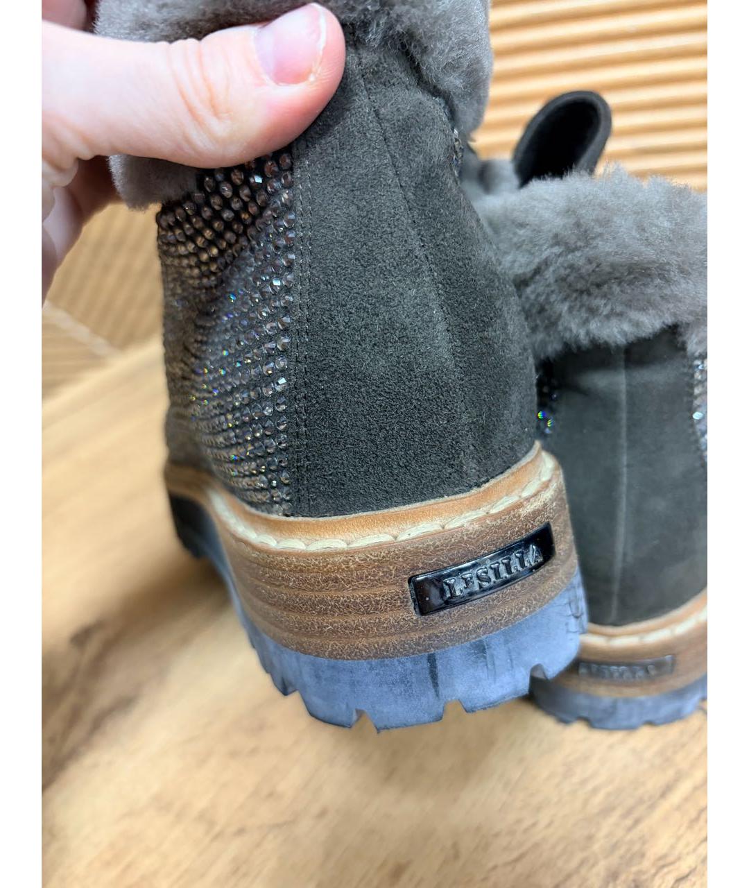 LE SILLA Антрацитовые замшевые ботинки, фото 5