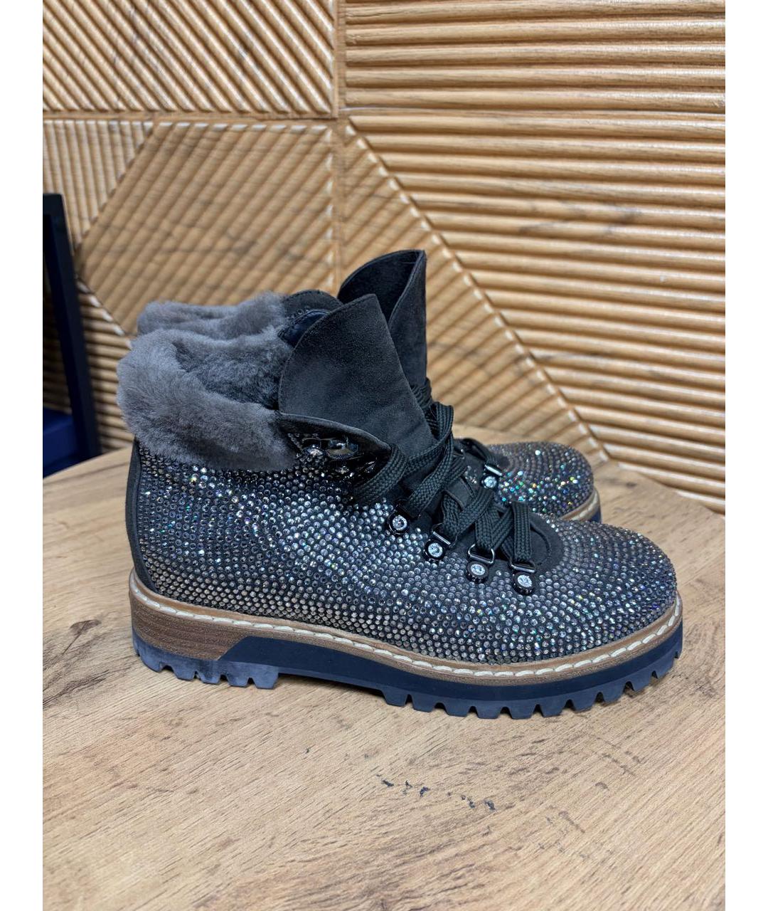 LE SILLA Антрацитовые замшевые ботинки, фото 3