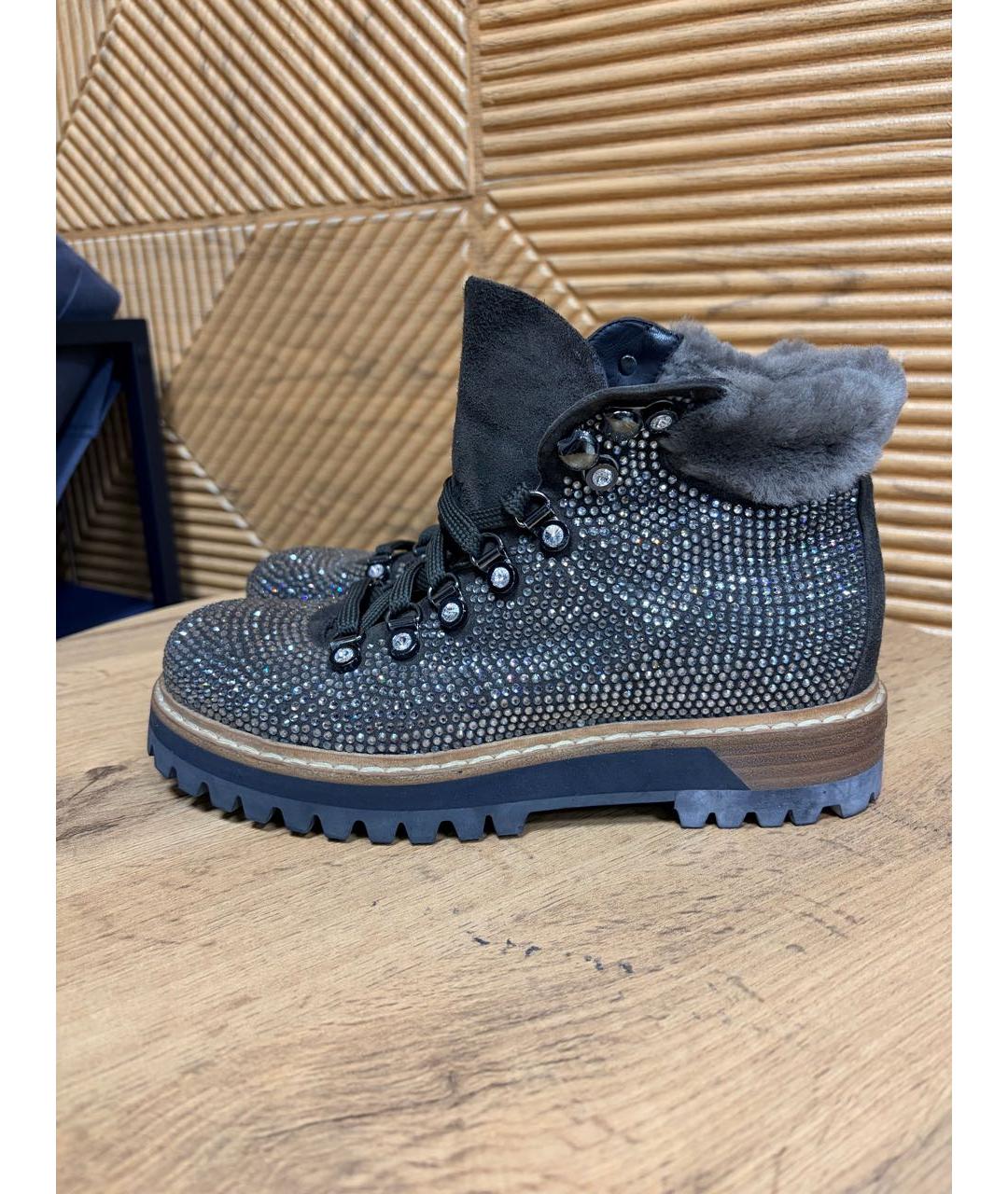 LE SILLA Антрацитовые замшевые ботинки, фото 8