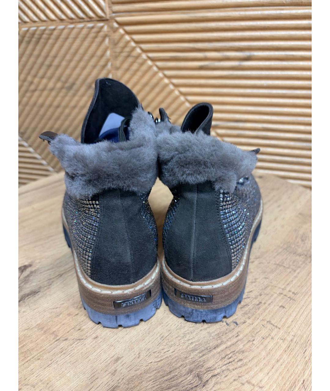 LE SILLA Антрацитовые замшевые ботинки, фото 4