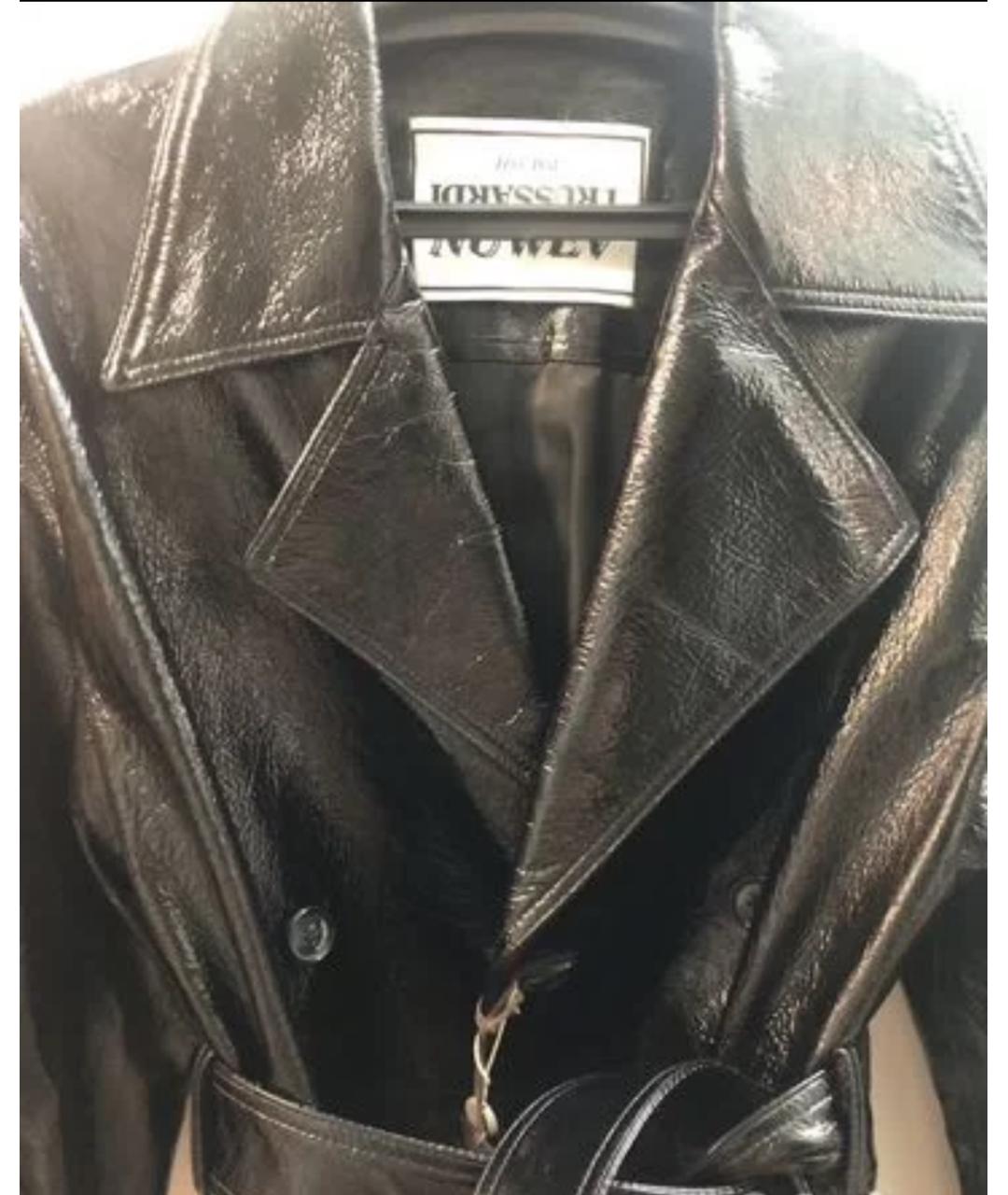 TRUSSARDI Черный кожаный тренч/плащ, фото 2