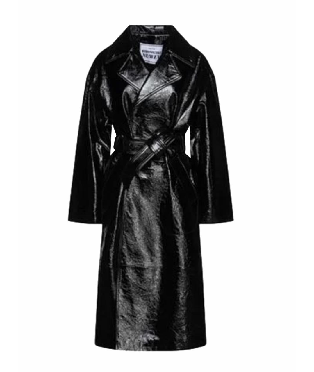 TRUSSARDI Черный кожаный тренч/плащ, фото 1