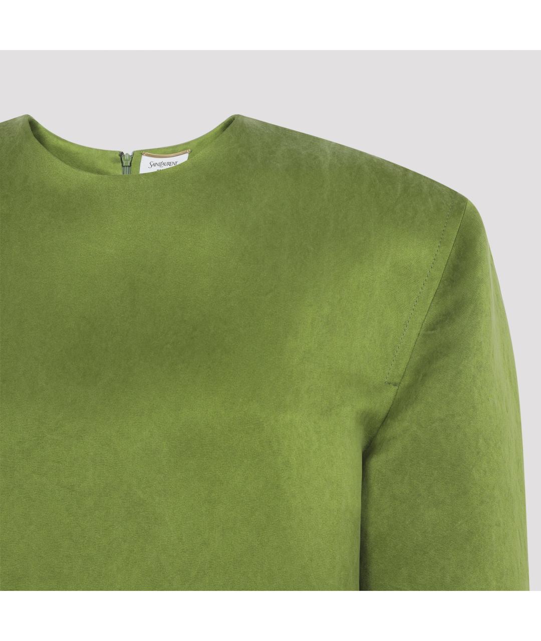 SAINT LAURENT Зеленые шелковое платье, фото 5