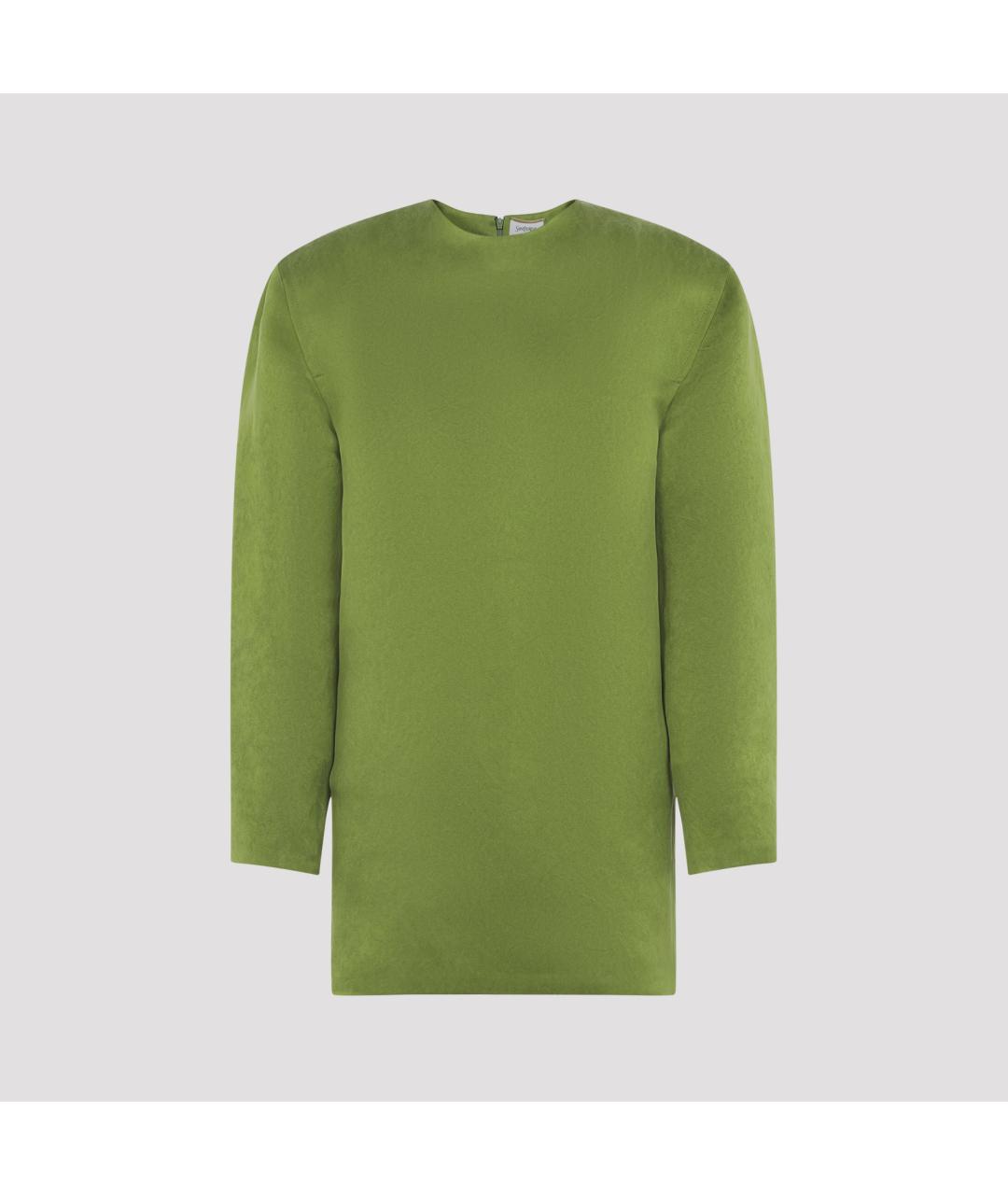 SAINT LAURENT Зеленые шелковое платье, фото 2