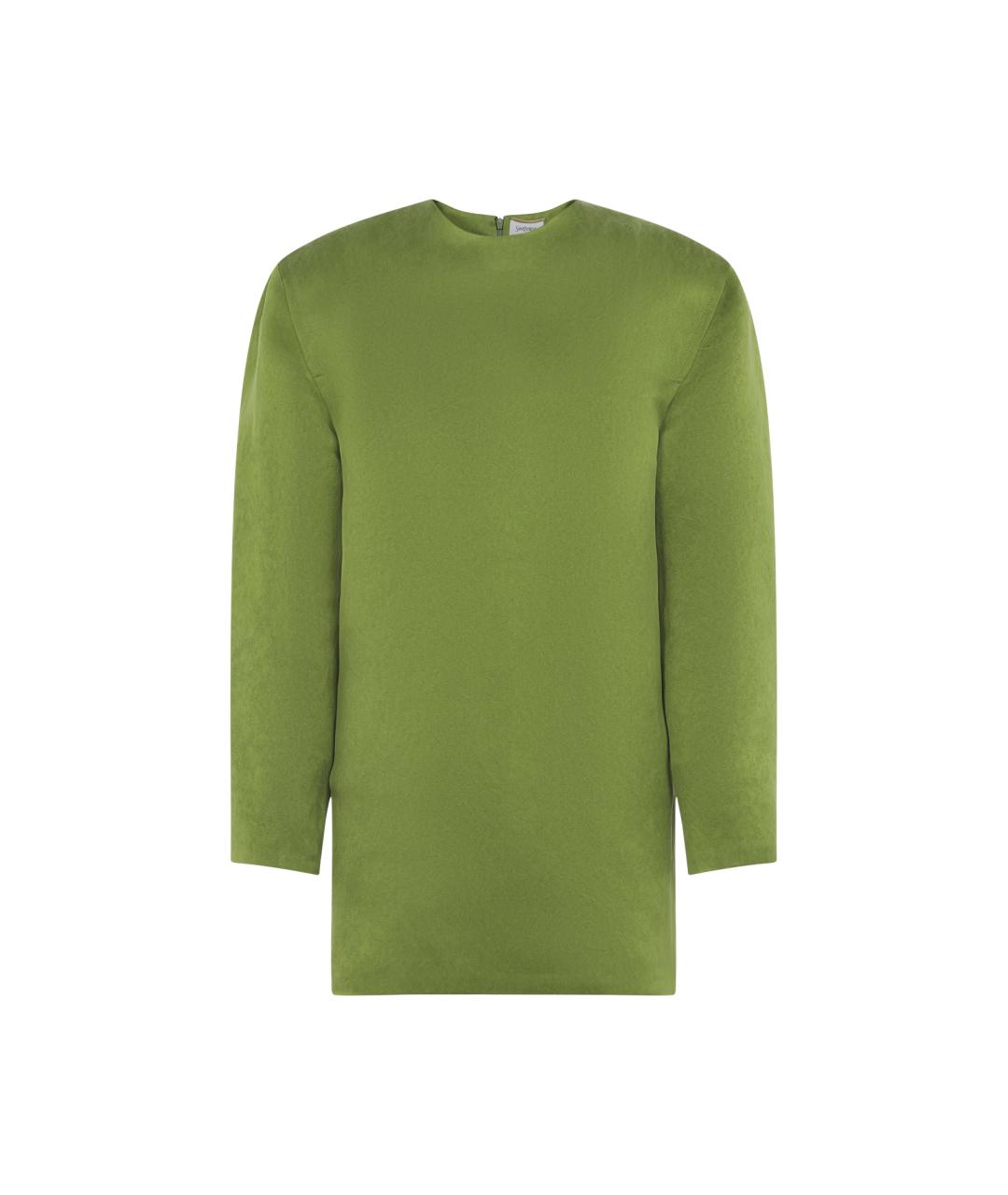 SAINT LAURENT Зеленые шелковое платье, фото 1