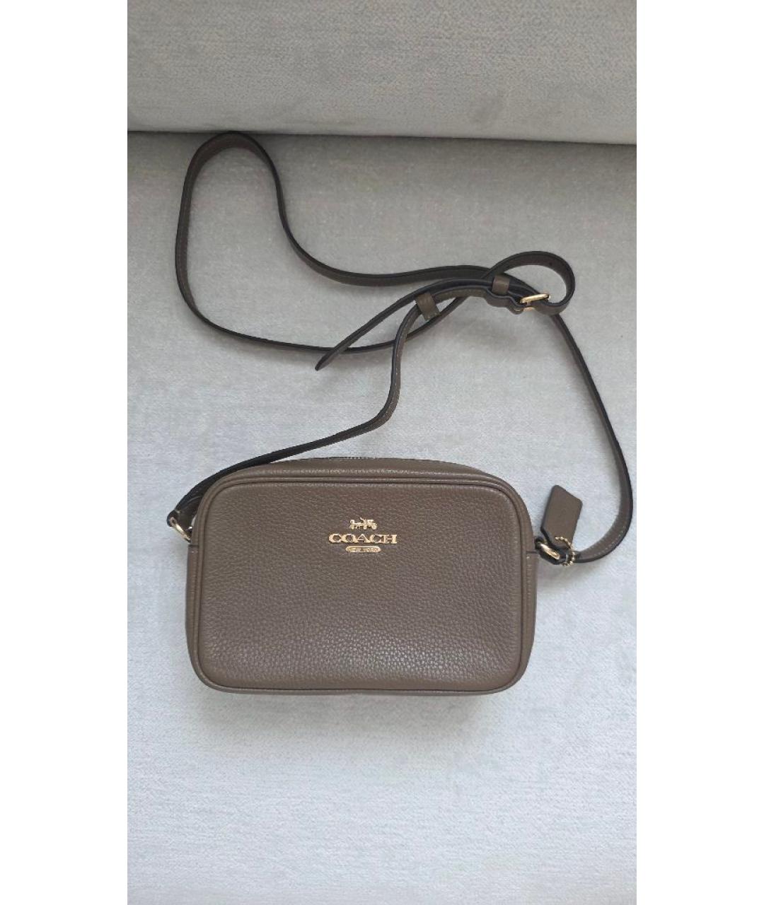 COACH Коричневая кожаная сумка через плечо, фото 5