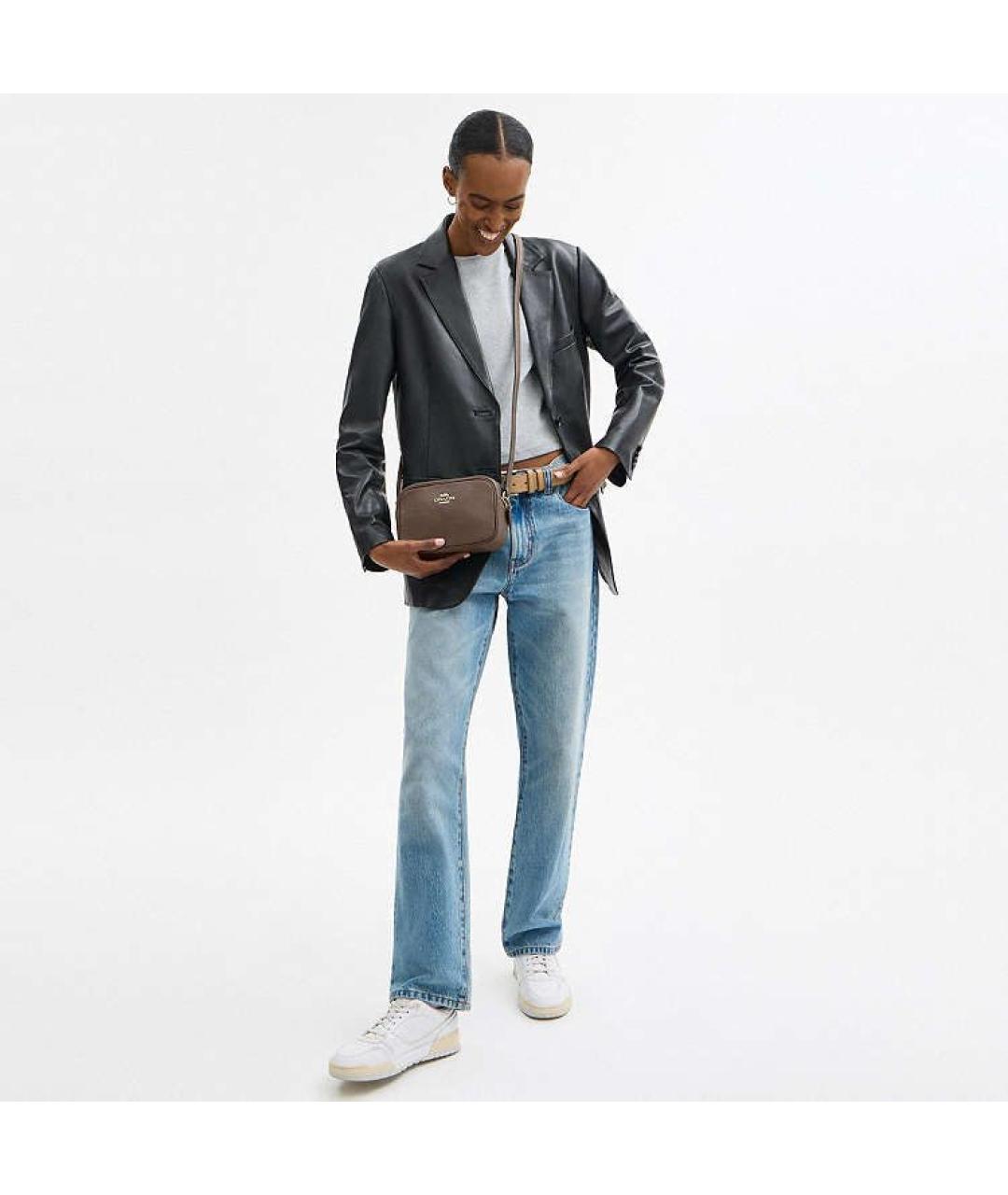 COACH Коричневая кожаная сумка через плечо, фото 4