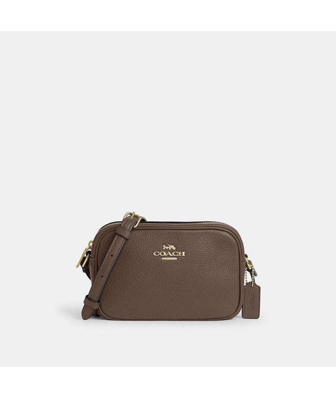 COACH Коричневая кожаная сумка через плечо, фото 10