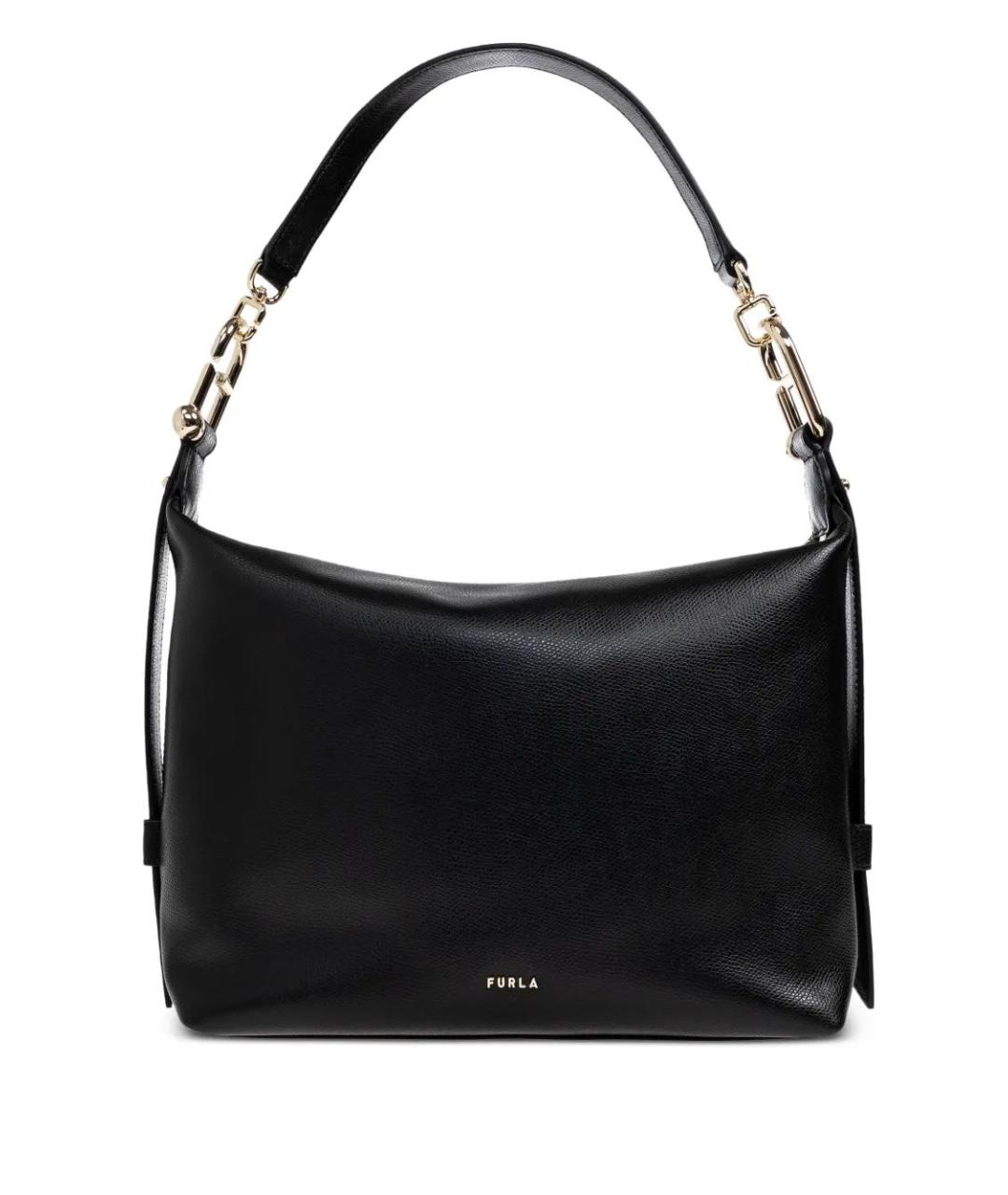 FURLA Черная кожаная сумка с короткими ручками, фото 1