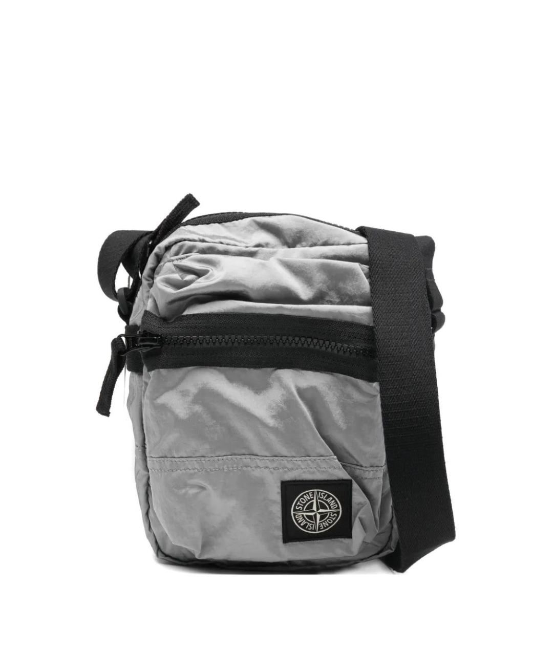 STONE ISLAND Серая тканевая сумка на плечо, фото 1
