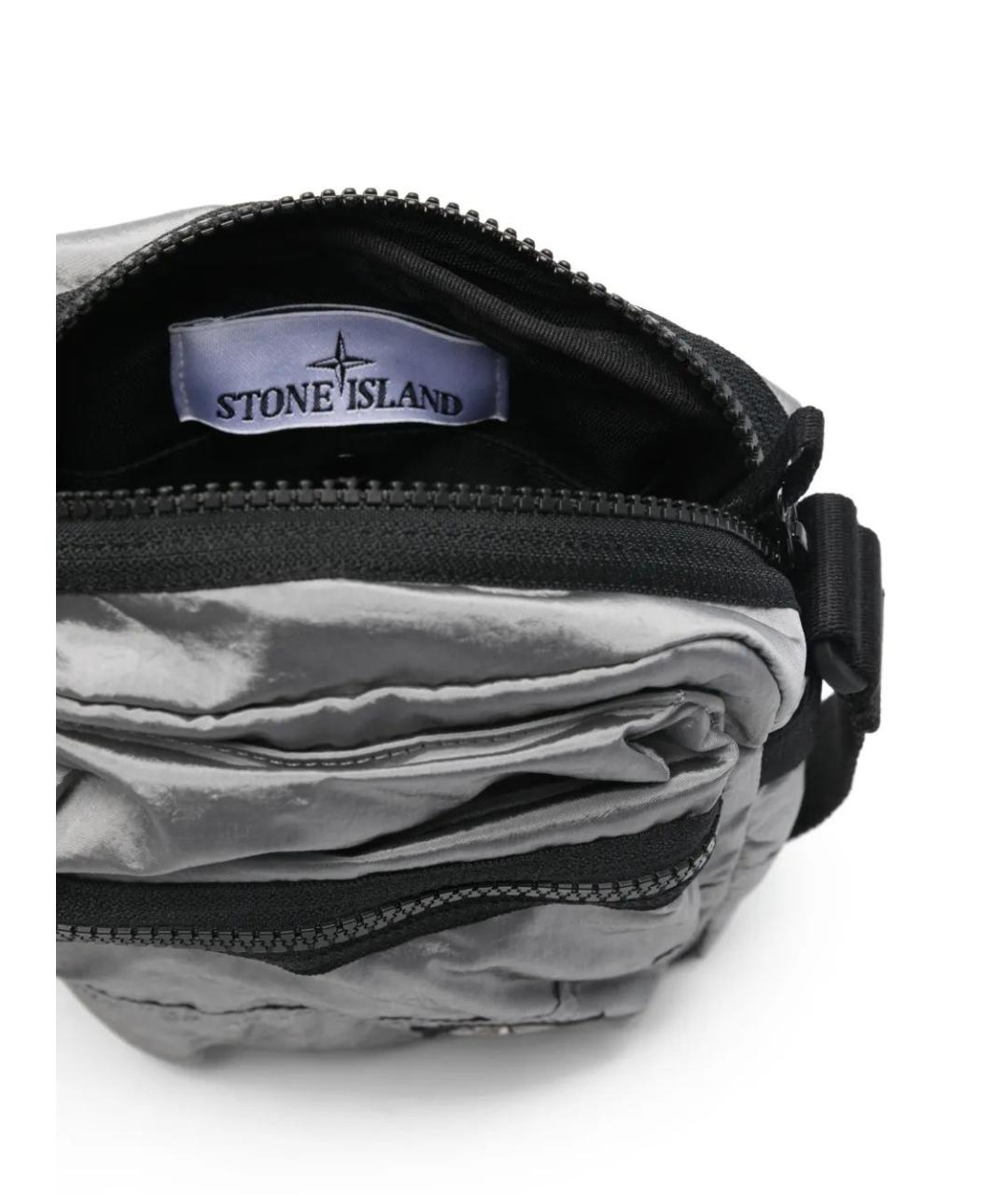 STONE ISLAND Серая тканевая сумка на плечо, фото 4