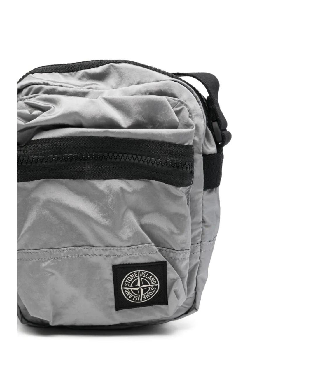 STONE ISLAND Серая тканевая сумка на плечо, фото 3