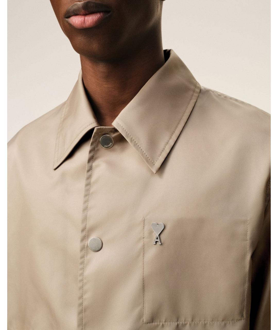 Ami Paris Бежевая полиамидовая куртка, фото 4