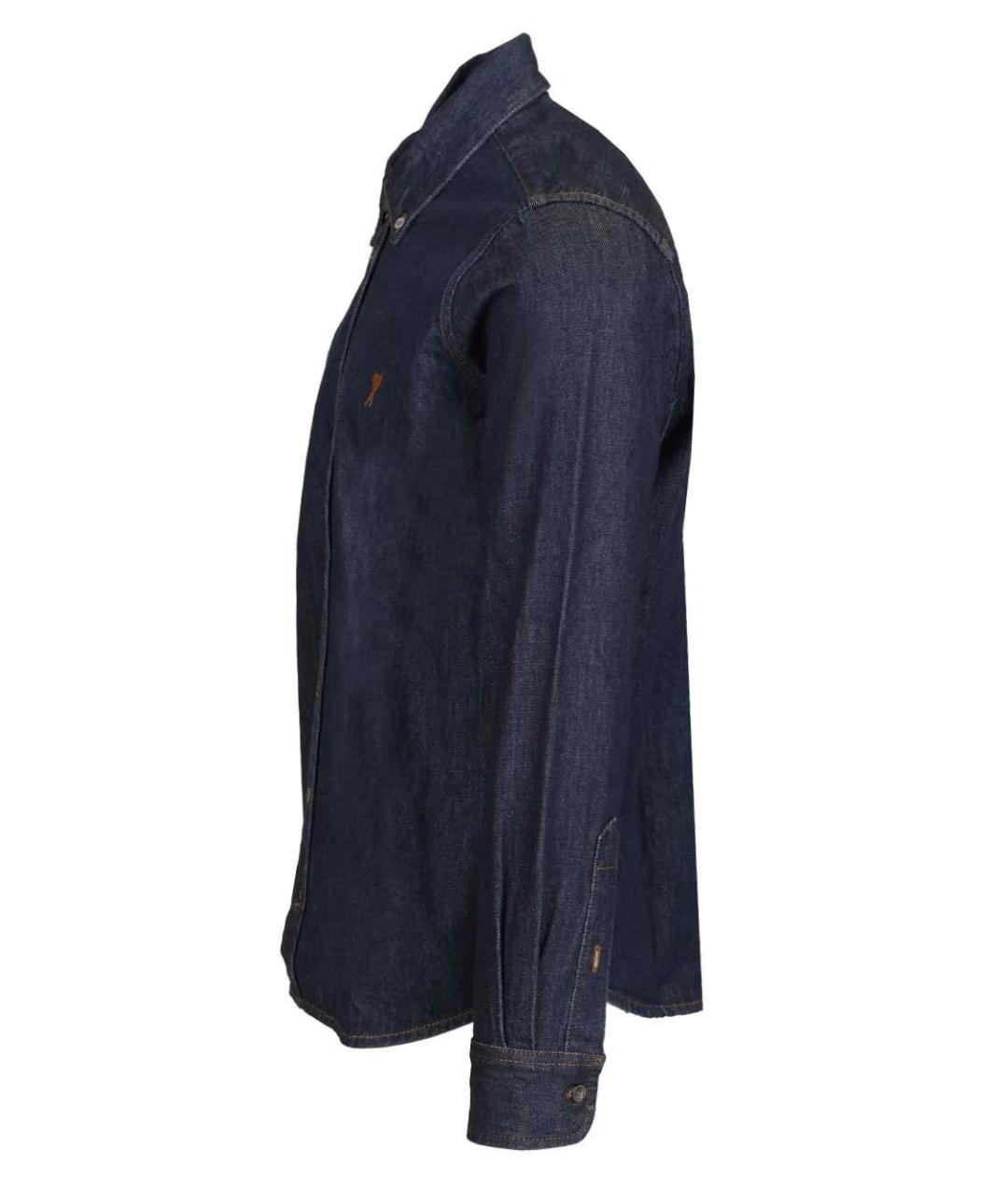 Ami Paris Темно-синяя хлопковая кэжуал рубашка, фото 3