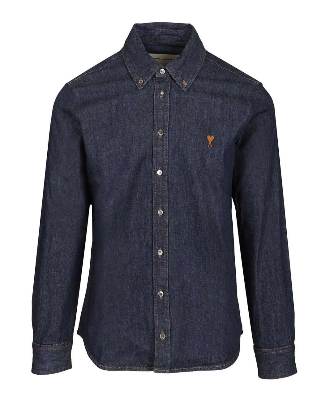 Ami Paris Темно-синяя хлопковая кэжуал рубашка, фото 1