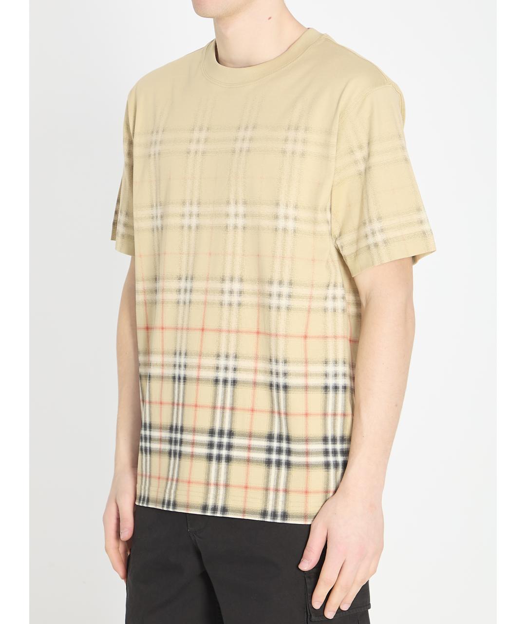 BURBERRY Бежевая хлопковая футболка, фото 3