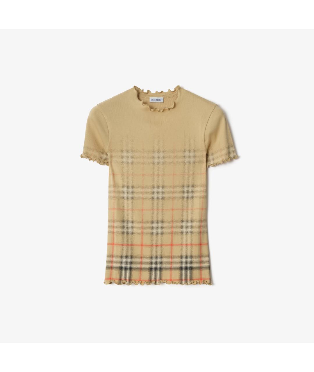 BURBERRY Бежевая хлопковая футболка, фото 4
