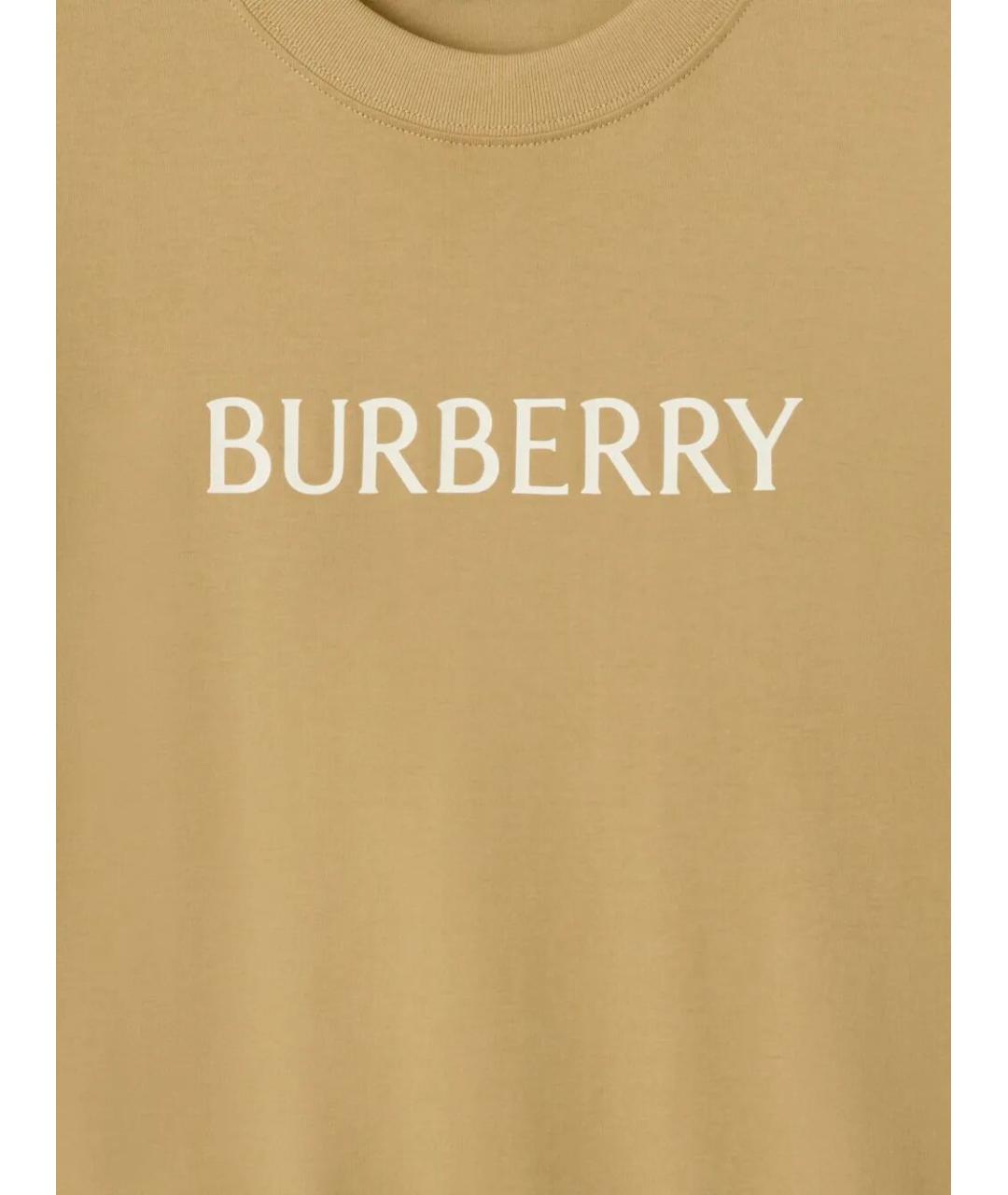 BURBERRY Бежевая хлопковая футболка, фото 4