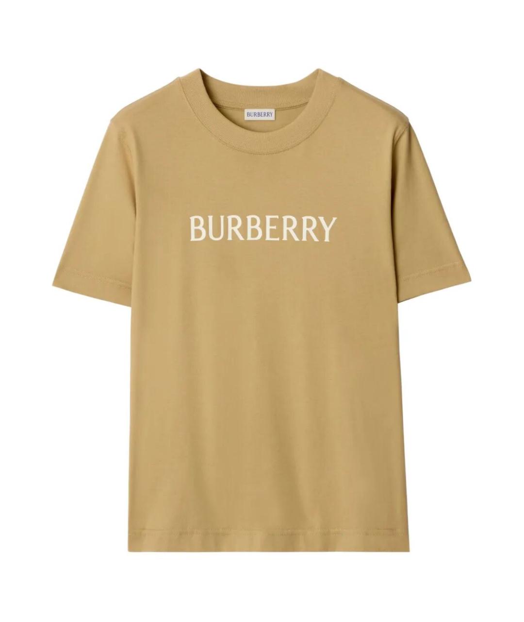 BURBERRY Бежевая хлопковая футболка, фото 1