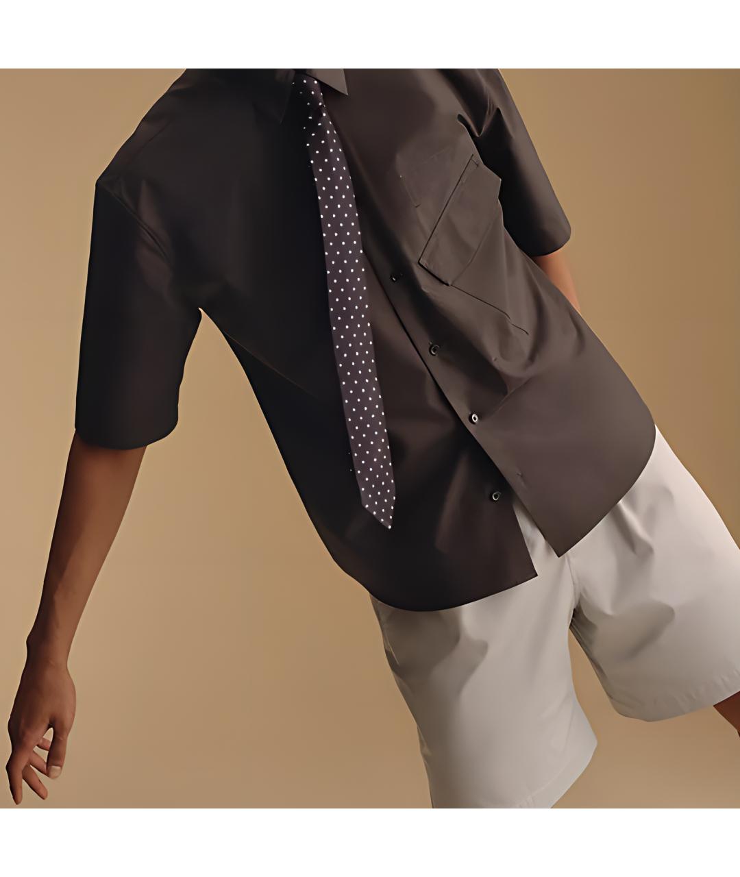 HERMES Черный шелковый галстук, фото 2