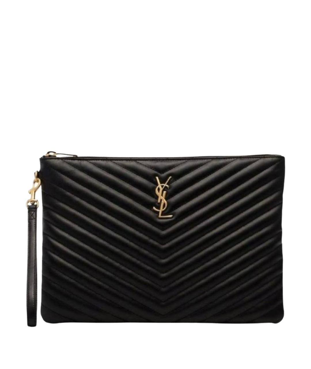 SAINT LAURENT Черная кожаная сумка с короткими ручками, фото 1