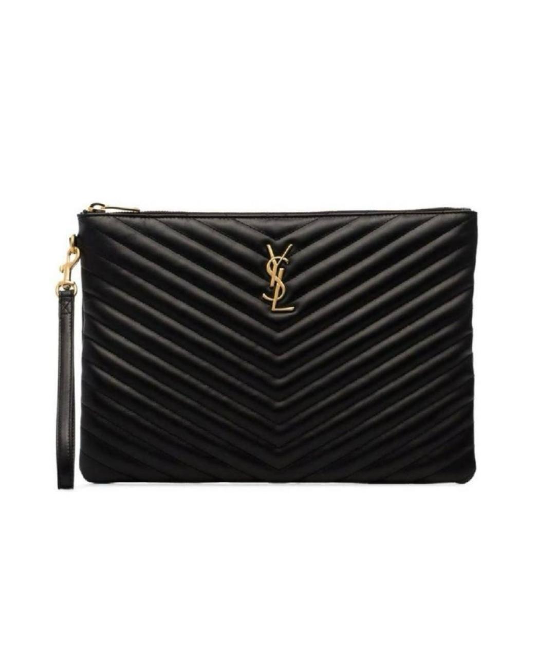 SAINT LAURENT Черная кожаная сумка с короткими ручками, фото 5