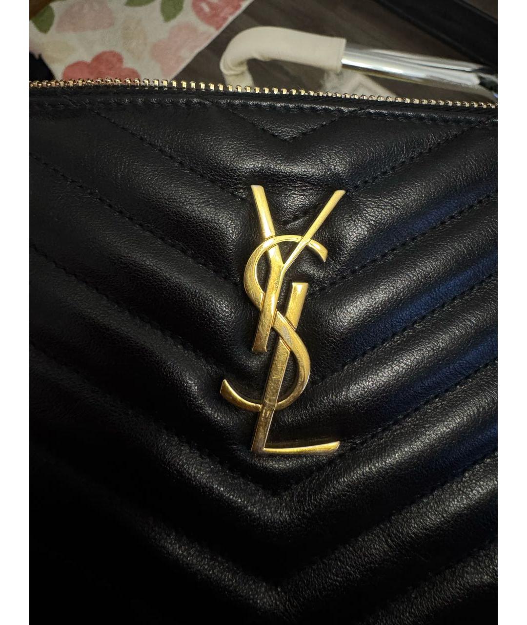 SAINT LAURENT Черная кожаная сумка с короткими ручками, фото 3