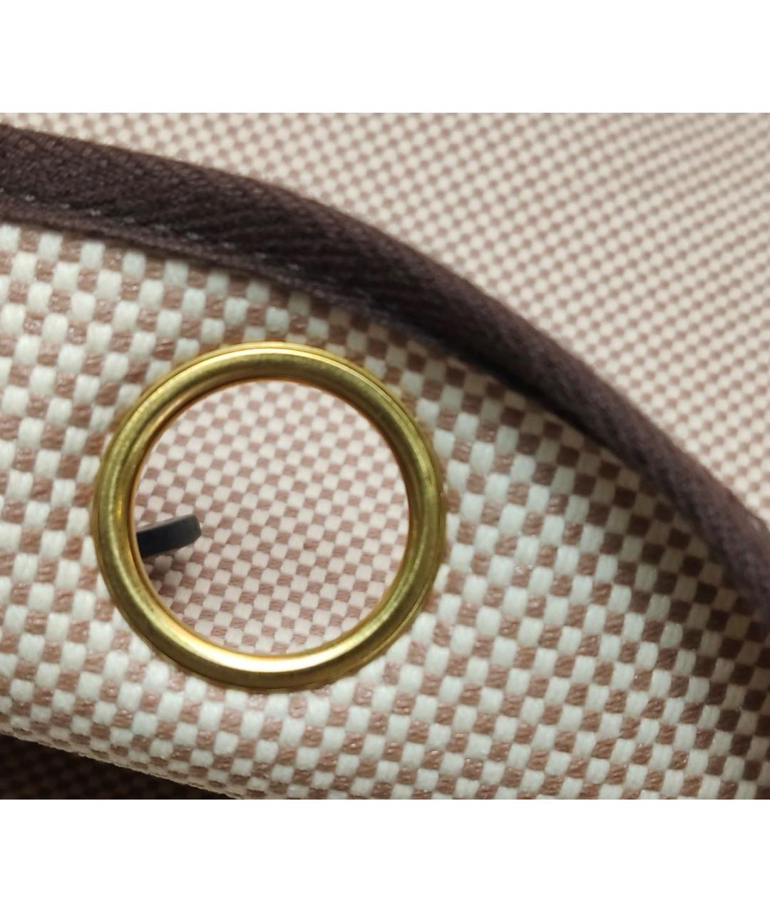 HERMES Бежевая жаккардовая сумка с короткими ручками, фото 5