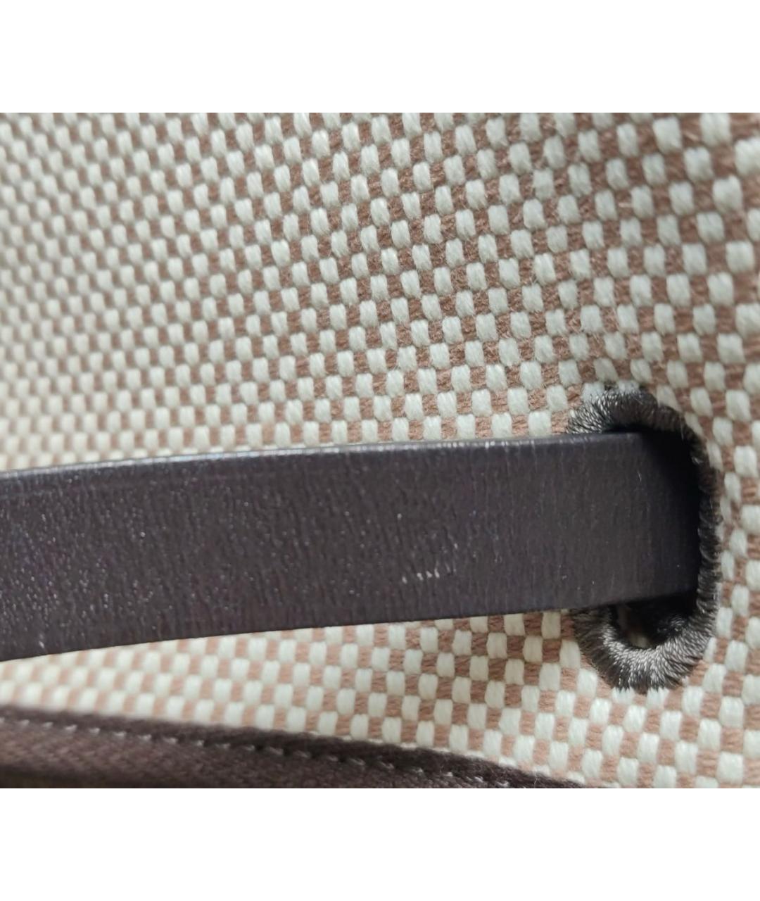 HERMES Бежевая жаккардовая сумка с короткими ручками, фото 6