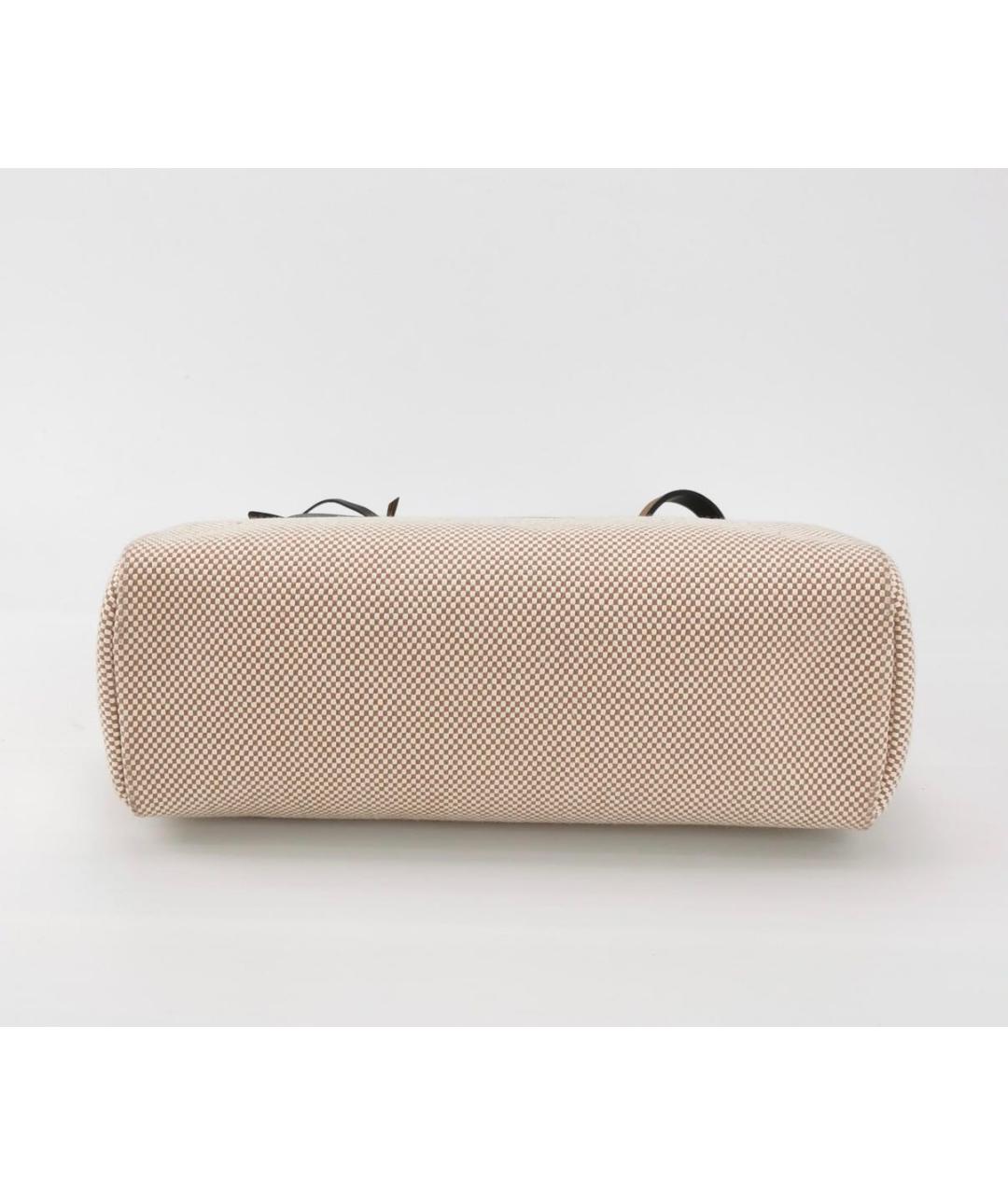 HERMES Бежевая жаккардовая сумка с короткими ручками, фото 3