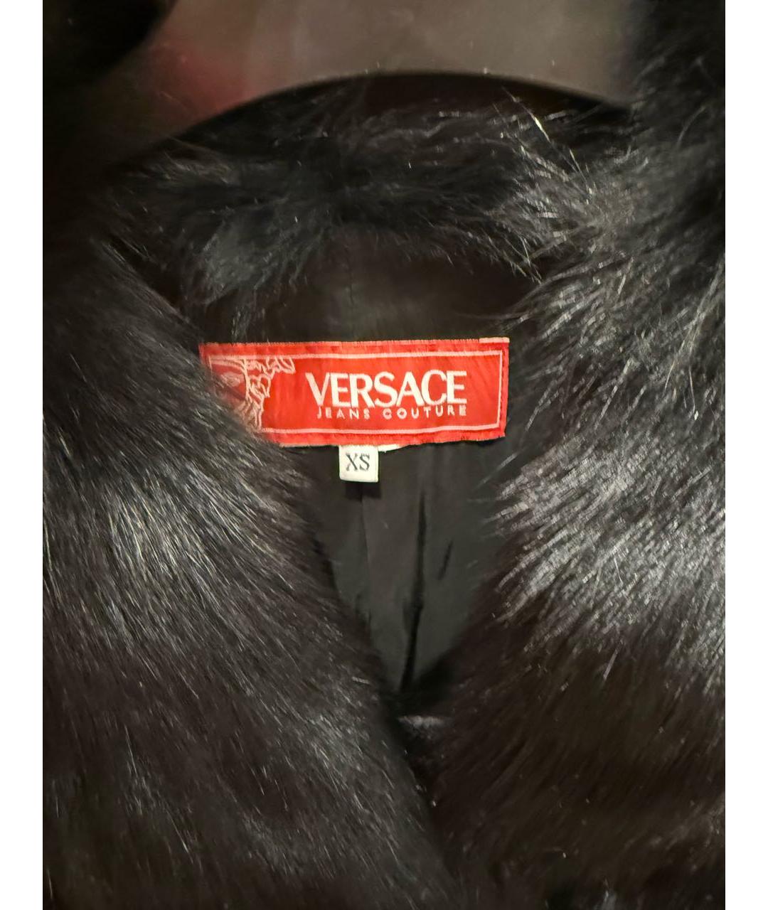VERSACE JEANS COUTURE Черная меховая шуба, фото 4