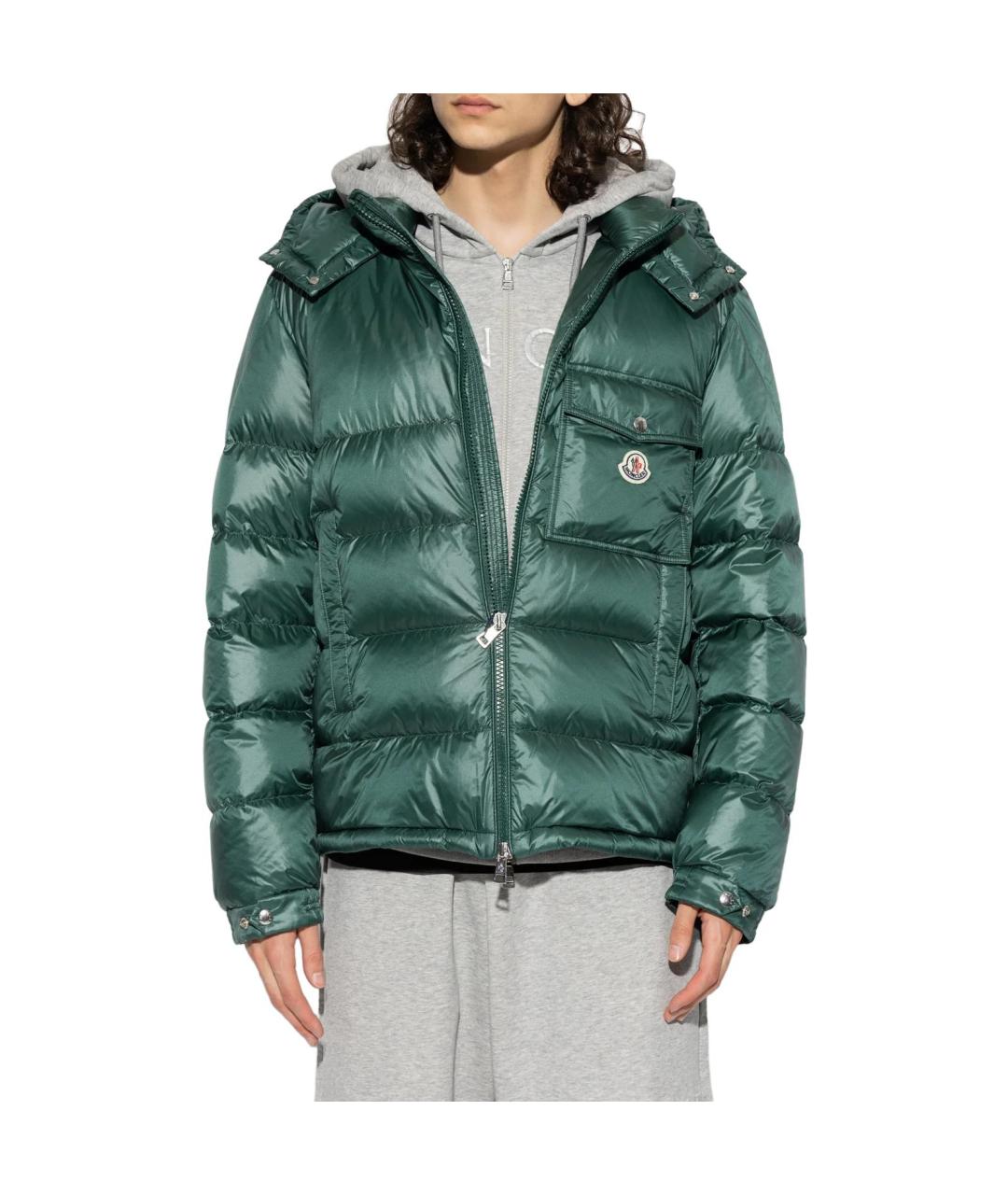 MONCLER Зеленый пуховик, фото 4