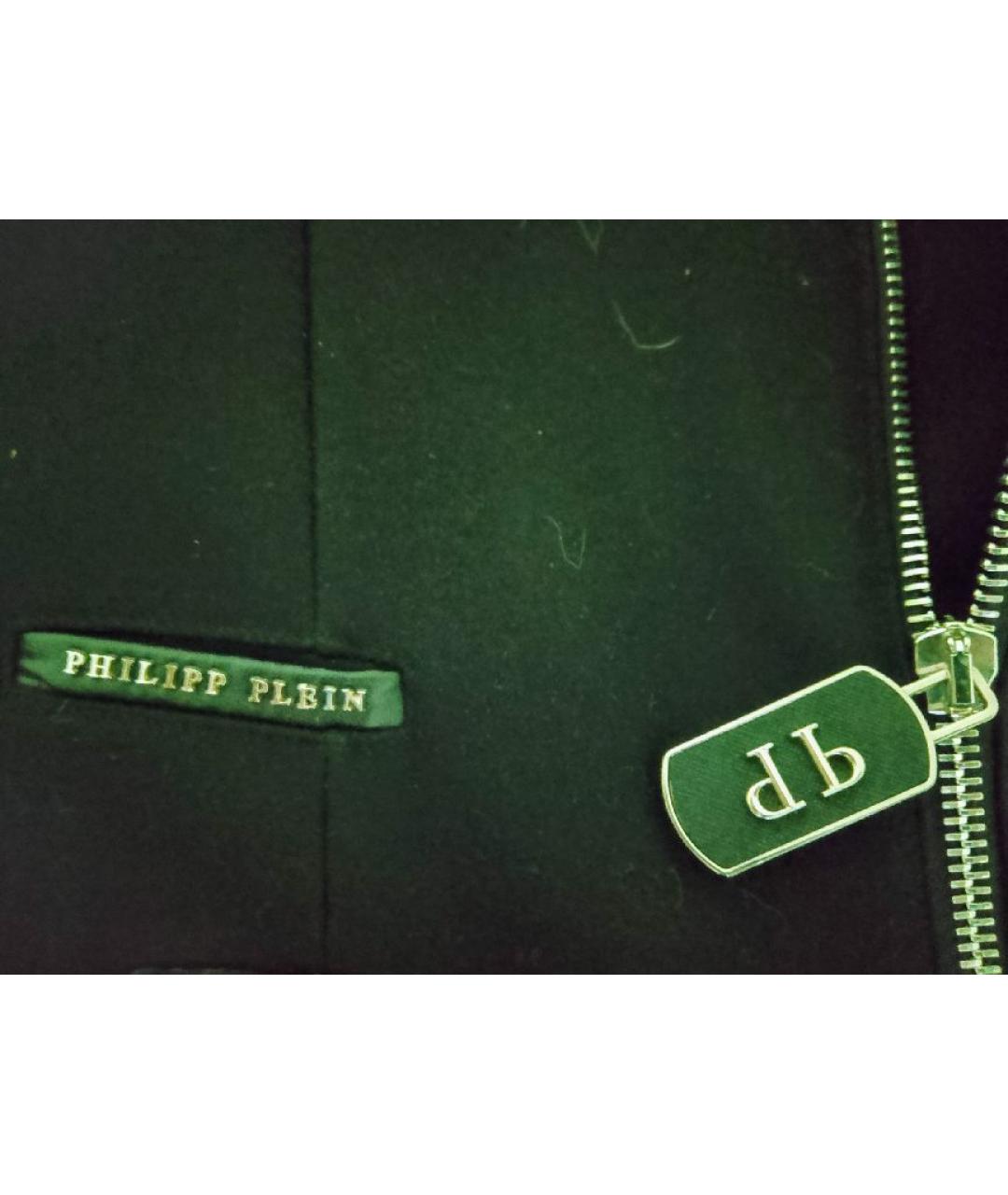 PHILIPP PLEIN Черное шерстяное пальто, фото 4