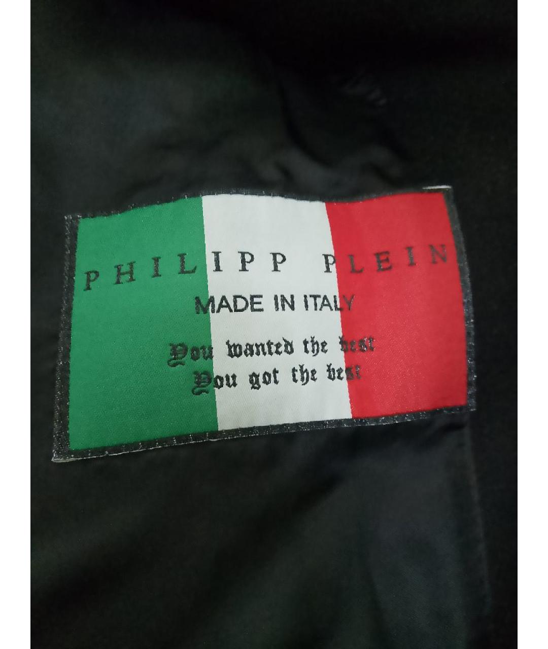 PHILIPP PLEIN Черное шерстяное пальто, фото 6
