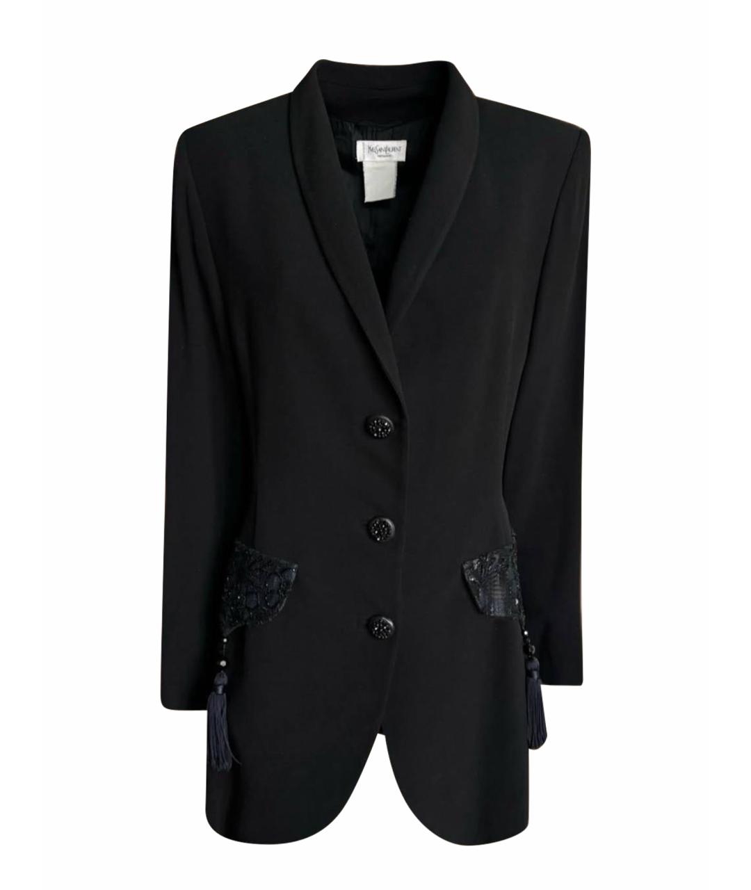 SAINT LAURENT Черный вискозный жакет/пиджак, фото 1