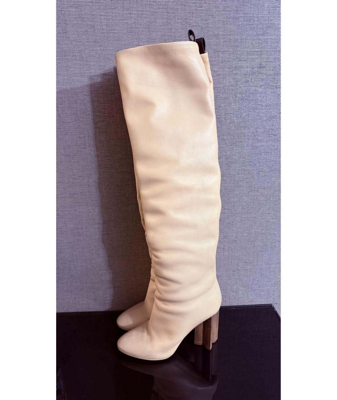 LOUIS VUITTON Бежевые кожаные сапоги, фото 8