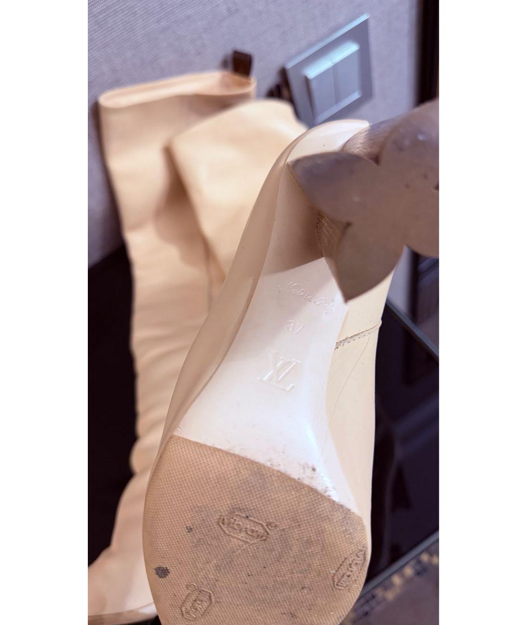 LOUIS VUITTON Бежевые кожаные сапоги, фото 6