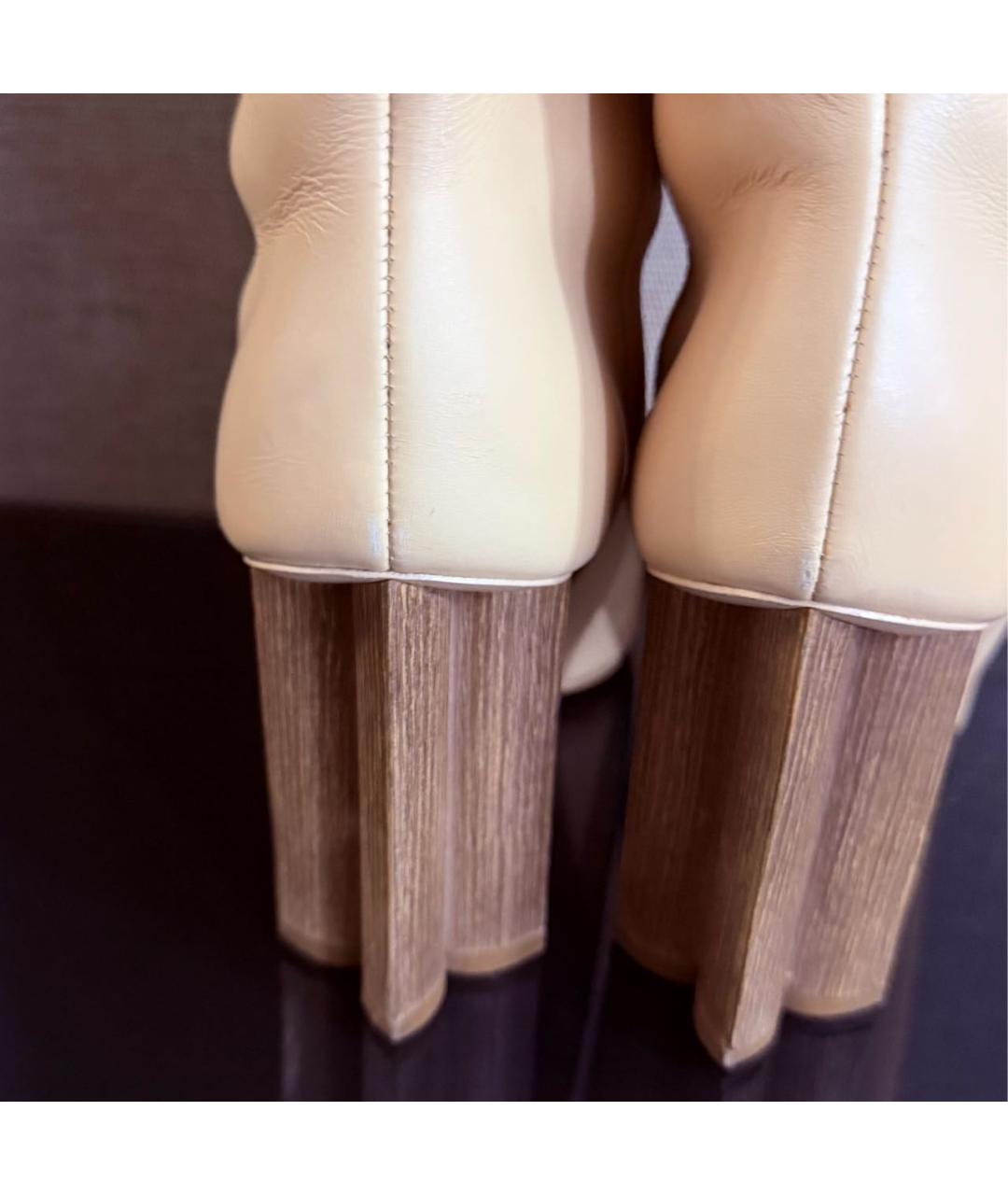 LOUIS VUITTON Бежевые кожаные сапоги, фото 3