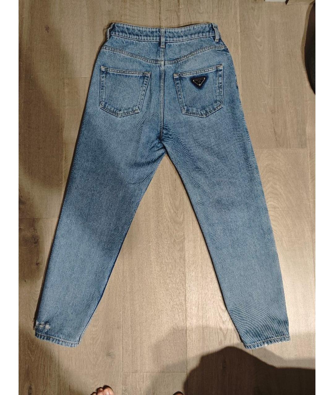 PRADA Голубые хлопковые джинсы слим, фото 2