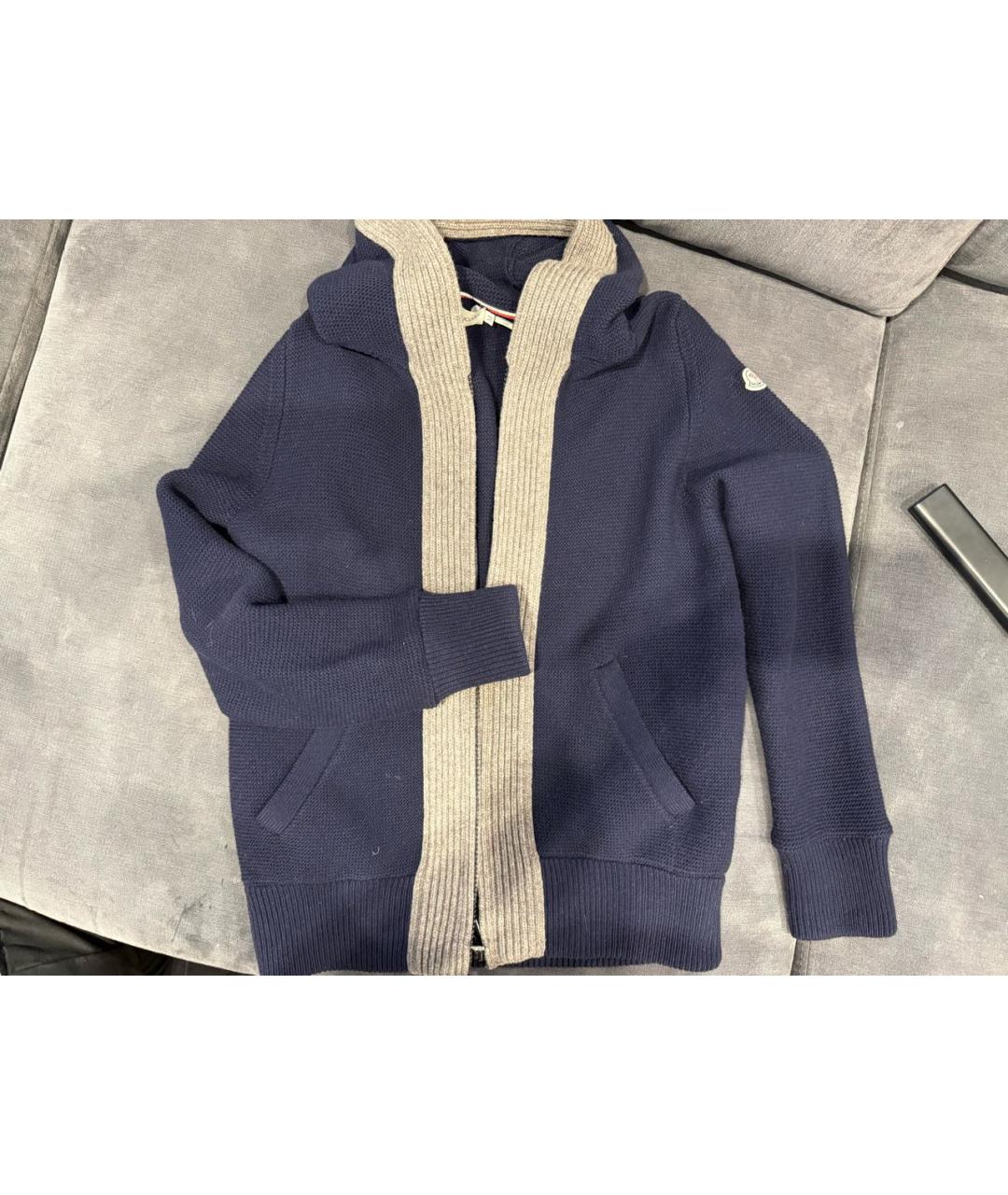 MONCLER Темно-синий шерстяной кардиган, фото 5