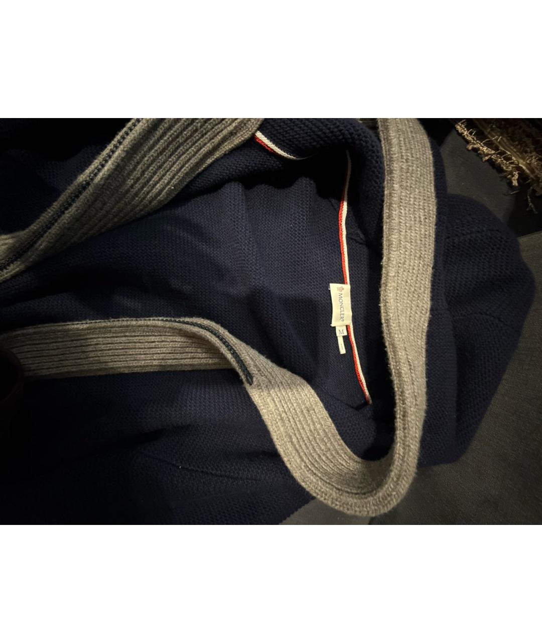 MONCLER Темно-синий шерстяной кардиган, фото 3