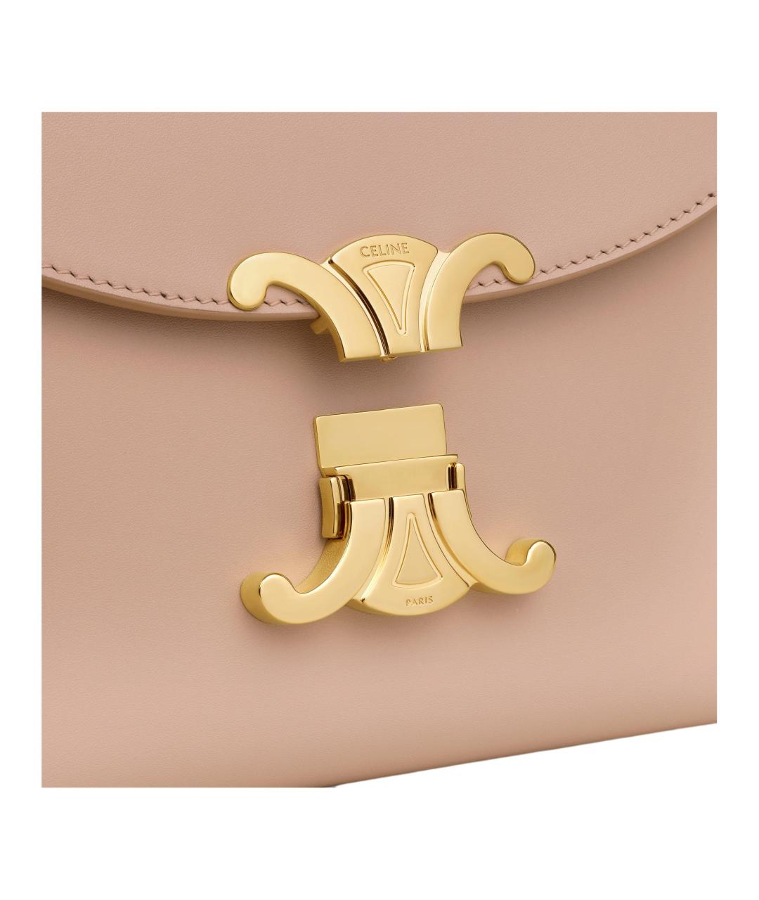 CELINE Бежевая кожаная сумка с короткими ручками, фото 5